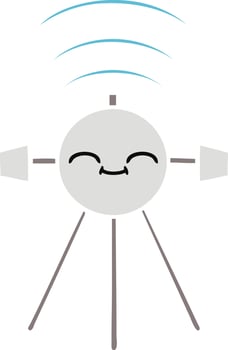 flat color retro cartoon satellite vector