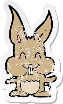 retro distressed sticker of a cartoon rabbit vector