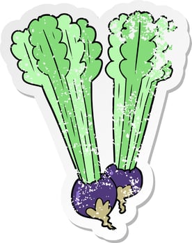 distressed sticker of a cartoon beetroot vector