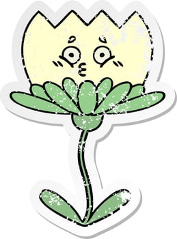 distressed sticker of a cute cartoon flower vector