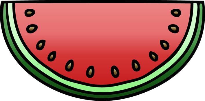 quirky gradient shaded cartoon watermelon vector