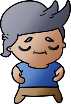 gradient cartoon of kawaii cute grey haired man vector