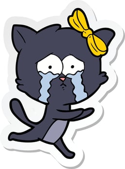 sticker of a cartoon cat vector