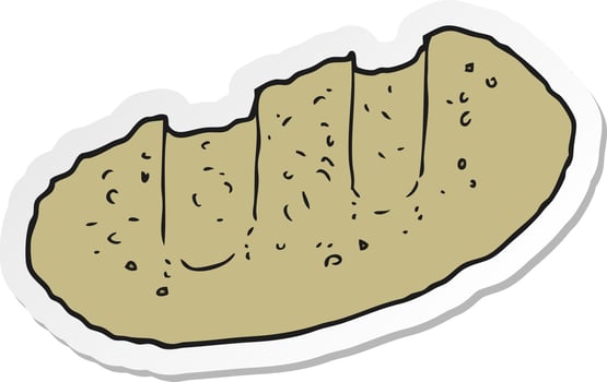 sticker of a cartoon bread vector