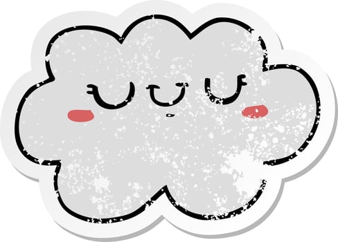 distressed sticker of a cute cartoon cloud vector