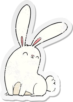 distressed sticker of a cute cartoon rabbit vector