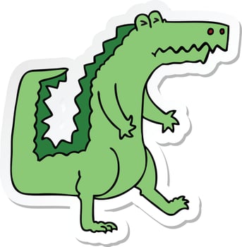 sticker of a quirky hand drawn cartoon crocodile vector