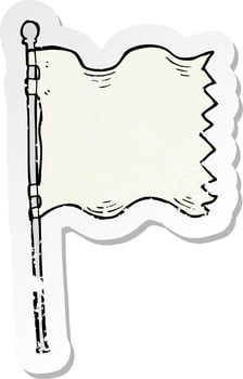 retro distressed sticker of a cartoon flag vector