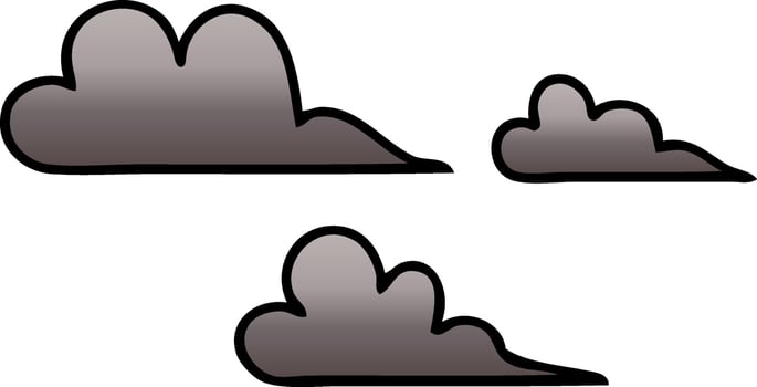 gradient shaded cartoon storm cloud vector