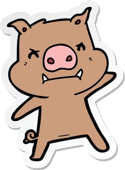 sticker of a angry cartoon pig vector