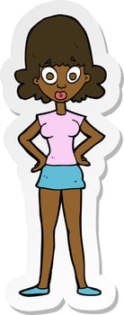 sticker of a cartoon surprised woman vector
