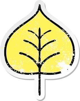 distressed sticker of a cute cartoon autumn leaf vector