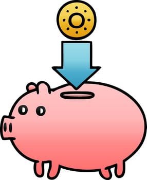 gradient shaded cartoon piggy bank vector