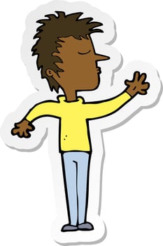 sticker of a cartoon dismissive man vector