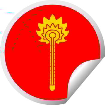 quirky circular peeling sticker cartoon hot thermometer vector