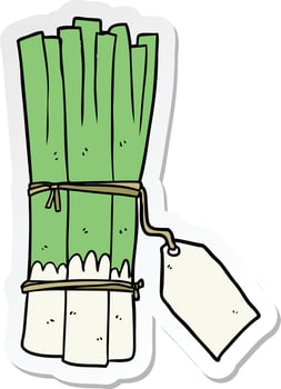 sticker of a cartoon organic leeks vector