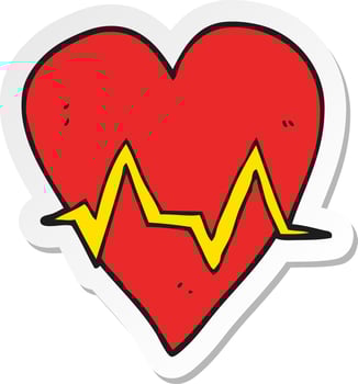 sticker of a cartoon heart rate pulse symbol vector