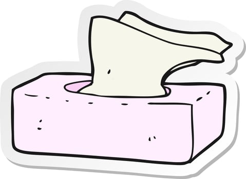 sticker of a cartoon box of tissues vector