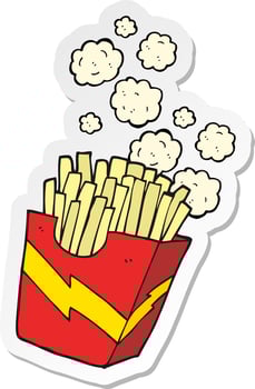 sticker of a cartoon french fries vector