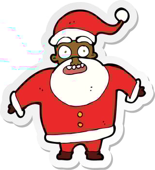 sticker of a cartoon shocked santa claus vector