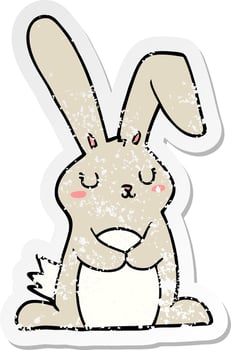 distressed sticker of a cartoon rabbit vector