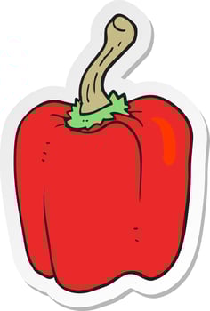 sticker of a cartoon red pepper vector