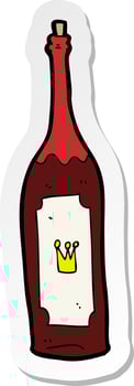 sticker of a cartoon wine bottle vector