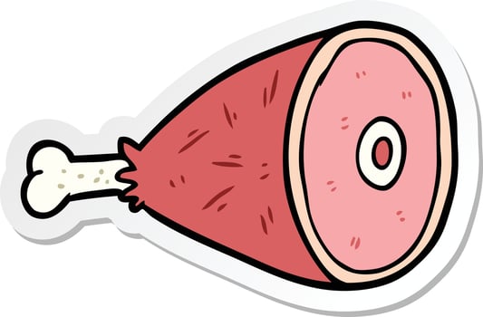 sticker of a cartoon cooked meat vector