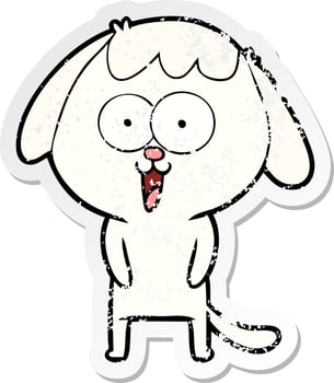 distressed sticker of a cute cartoon dog vector