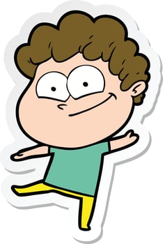 sticker of a cartoon happy man vector