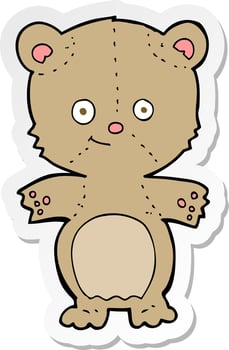 sticker of a cartoon teddy bear vector