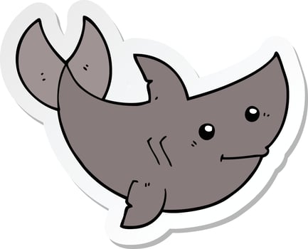sticker of a cartoon shark vector