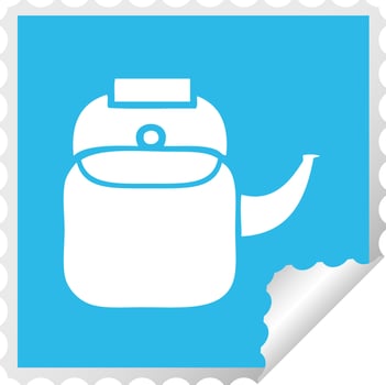 square peeling sticker cartoon kettle pot vector