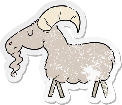 distressed sticker of a cartoon goat vector