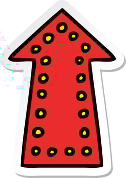 sticker of a quirky hand drawn cartoon arrow vector