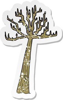 retro distressed sticker of a cartoon winter tree vector