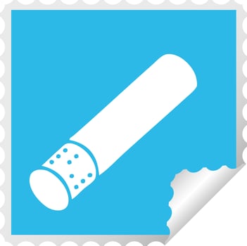 square peeling sticker cartoon cigarette stick vector