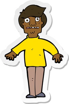 sticker of a cartoon shocked man vector