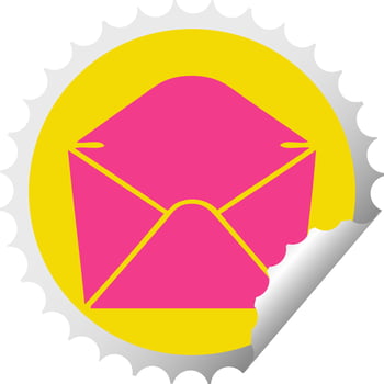 quirky circular peeling sticker cartoon envelope vector