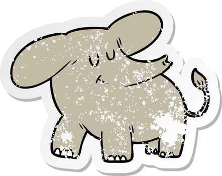 distressed sticker of a cartoon elephant vector