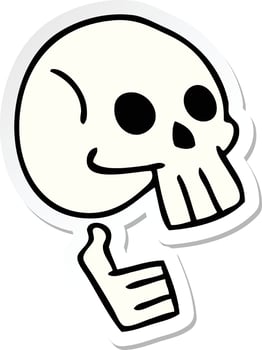 sticker of a quirky hand drawn cartoon skull vector