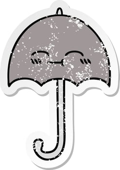 distressed sticker of a cute cartoon umbrella vector