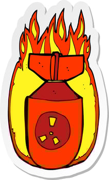 sticker of a cartoon atom bomb vector