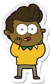 sticker of a cartoon staring man vector