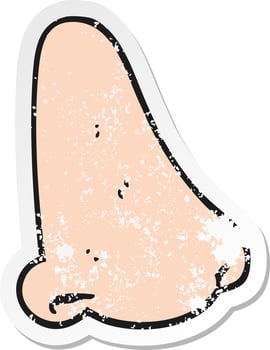retro distressed sticker of a cartoon human nose vector