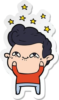 sticker of a cartoon excited man vector