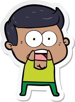 sticker of a cartoon shocked man vector