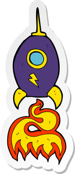 sticker of a cartoon spaceship vector