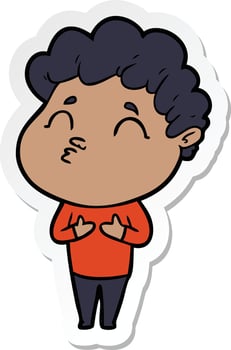 sticker of a cartoon man pouting vector