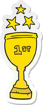 sticker of a cartoon sports trophy vector